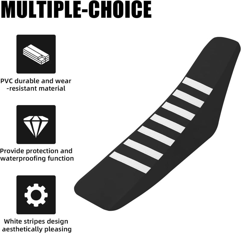 BAOUFF Dirt Bike Seat Cover,Universal Motorcycle Grip Cushion Guard for Most Dirtbike Ebike Like CRF CR YZ TTR WR KX KLX EX EXC 50 80 85 110 125 150 250 450-Black - Image 4